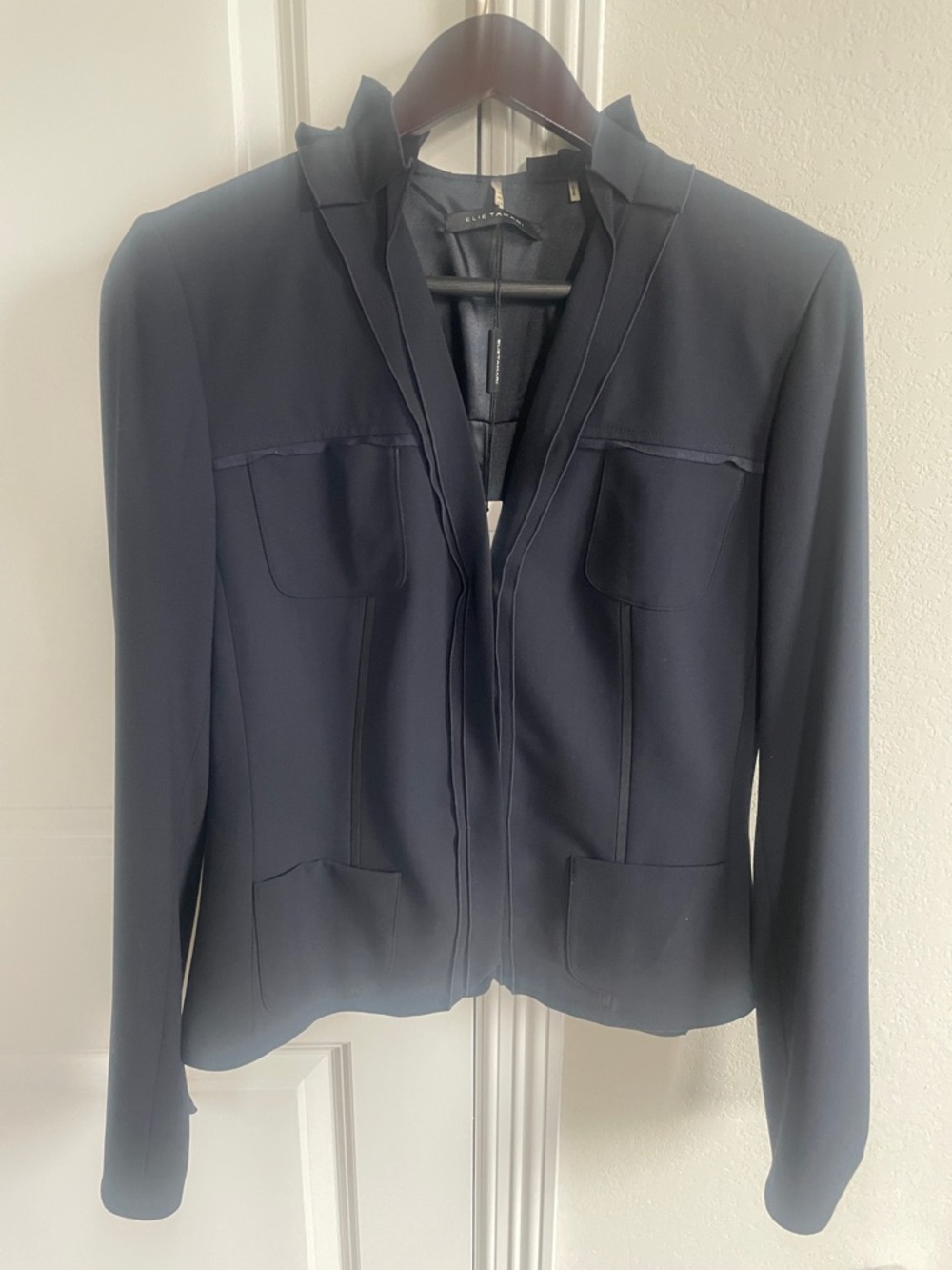 Elie Tahari Black Women's Tailored Zip-Front Jacket
